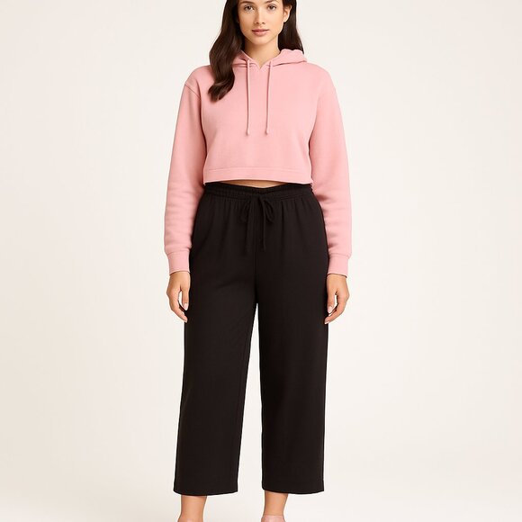 💰Tarse Silky Chocolate Brown Loose Yoga  Lounge  Flowy Cropped Pants - Size L - Picture 1 of 10